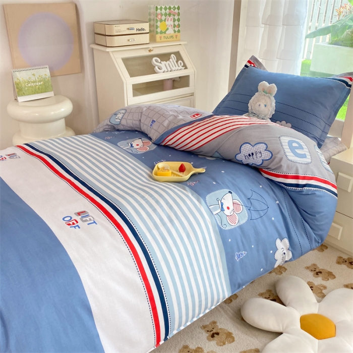 91家纺网 家纺一手货源 找家纺 多品 2023新款12868全棉宿舍三件套-第二批 快乐星球