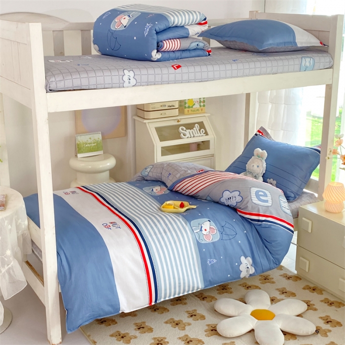 91家纺网 家纺一手货源 找家纺 多品 2023新款12868全棉宿舍三件套-第二批 快乐星球