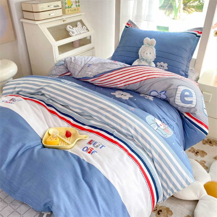 91家纺网 家纺一手货源 找家纺 多品 2023新款12868全棉宿舍三件套-第二批 快乐星球