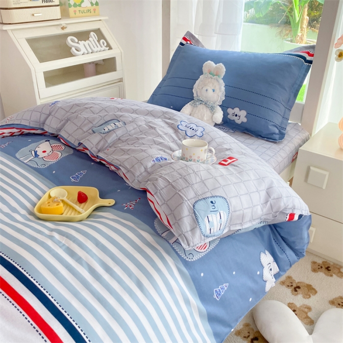 91家纺网 家纺一手货源 找家纺 多品 2023新款12868全棉宿舍三件套-第二批 快乐星球