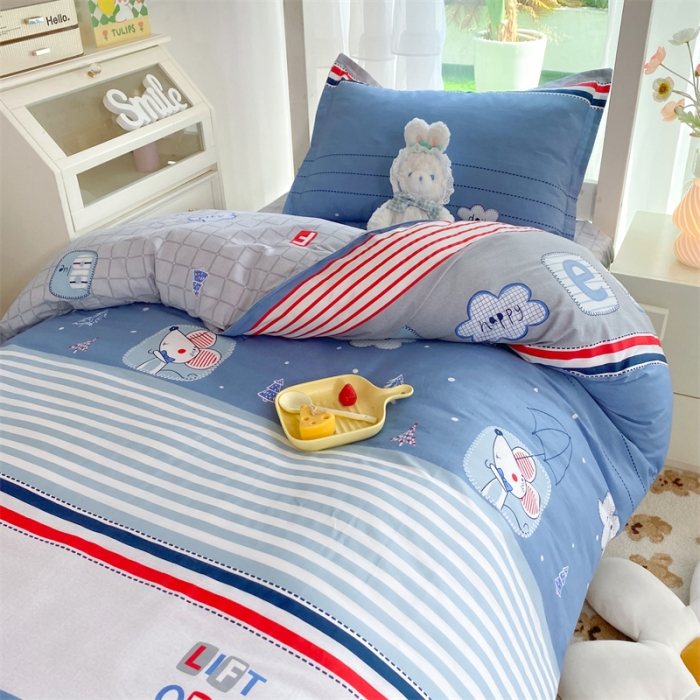 91家纺网 家纺一手货源 找家纺 多品 2023新款12868全棉宿舍三件套-第二批 快乐星球