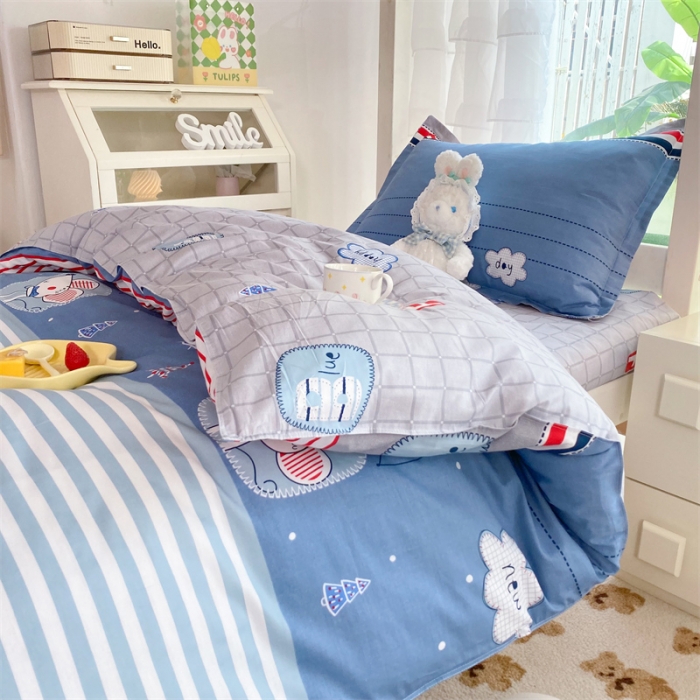 91家纺网 家纺一手货源 找家纺 多品 2023新款12868全棉宿舍三件套-第二批 快乐星球