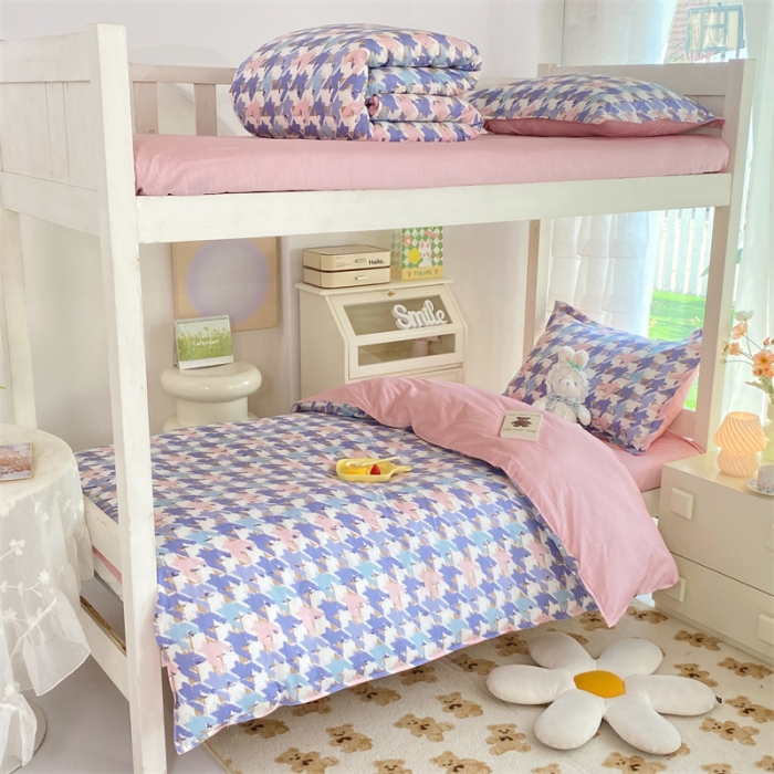 91家纺网 家纺一手货源 找家纺 多品 2023新款12868全棉宿舍三件套-第二批 千爱