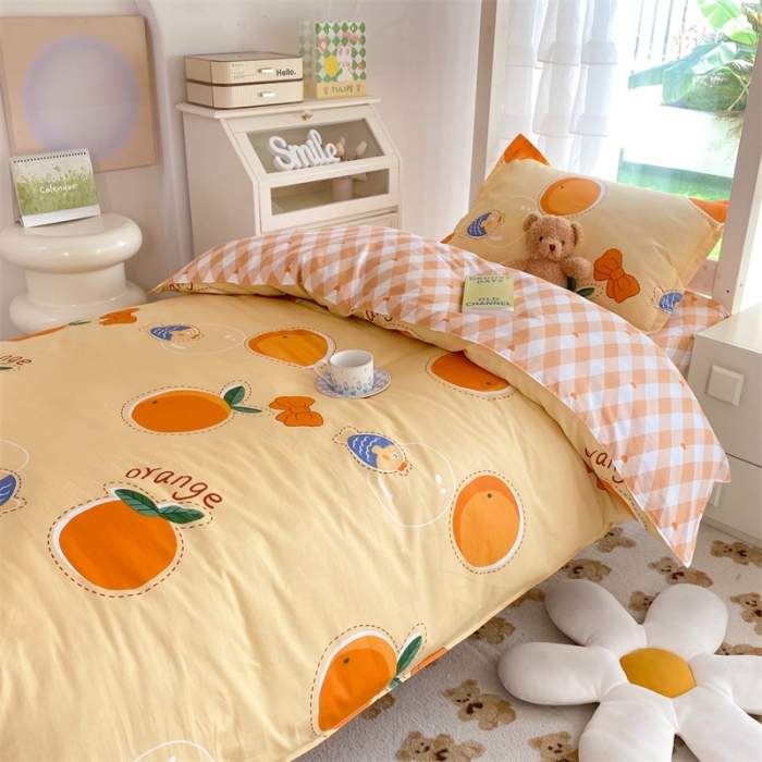 91家纺网 家纺一手货源 找家纺 多品 2023新款12868全棉宿舍三件套-第二批 甜橙