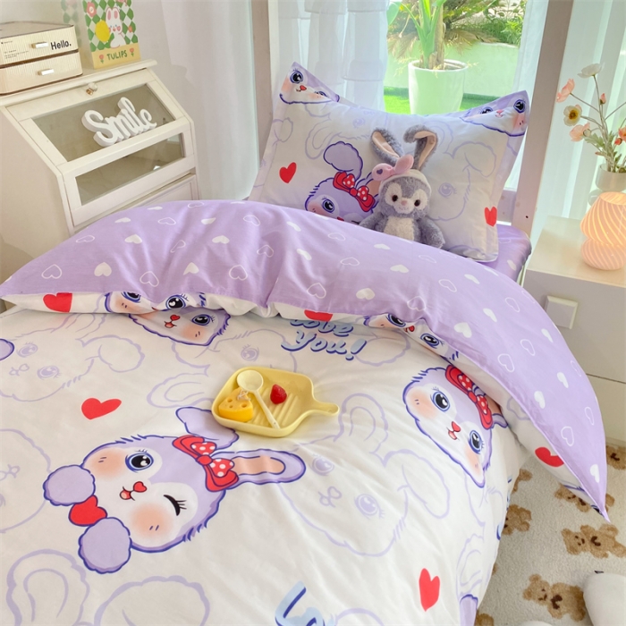 91家纺网 家纺一手货源 找家纺 多品 2023新款12868全棉宿舍三件套-第二批 仙仙兔