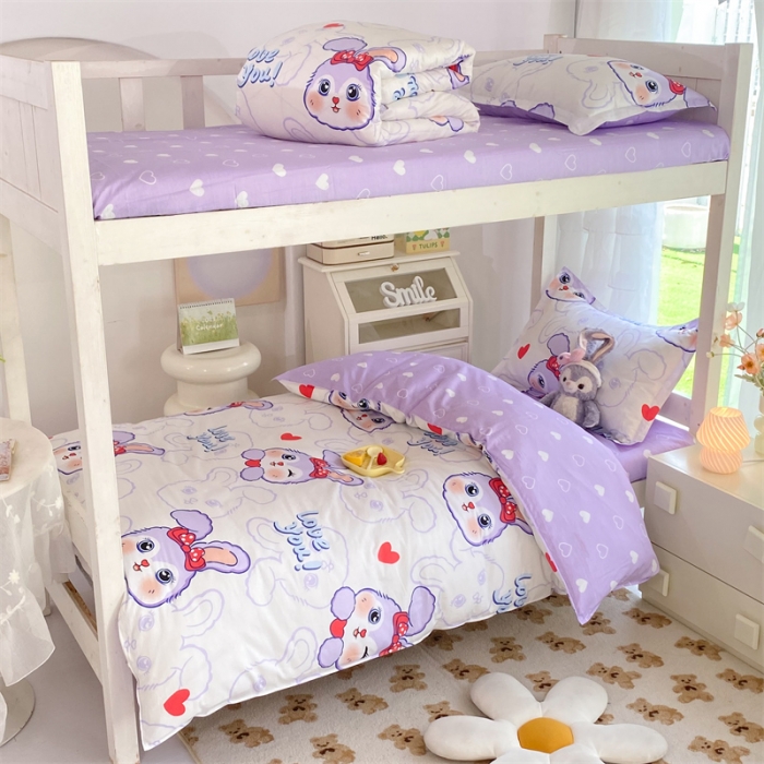 91家纺网 家纺一手货源 找家纺 多品 2023新款12868全棉宿舍三件套-第二批 仙仙兔