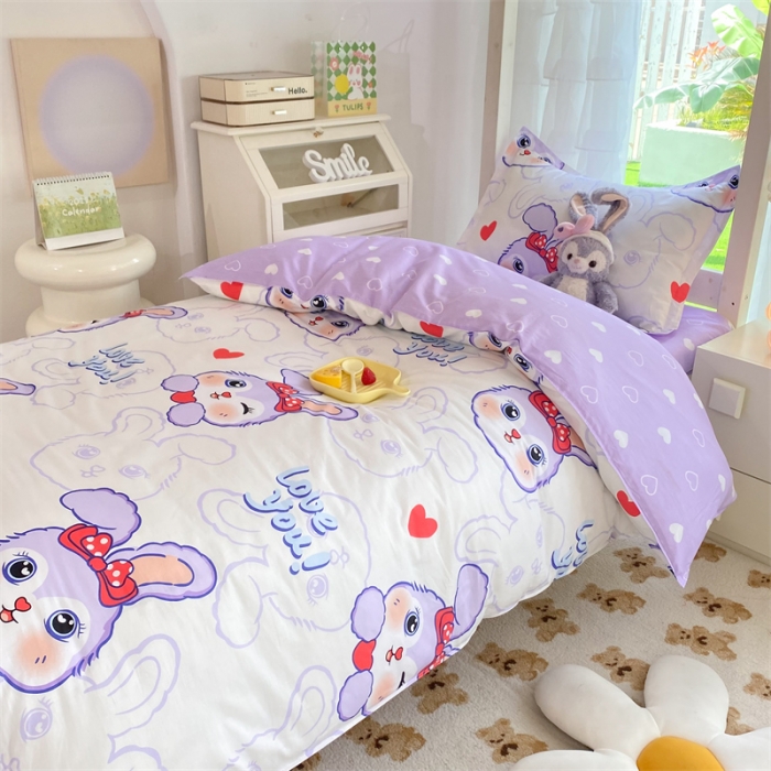 91家纺网 家纺一手货源 找家纺 多品 2023新款12868全棉宿舍三件套-第二批 仙仙兔