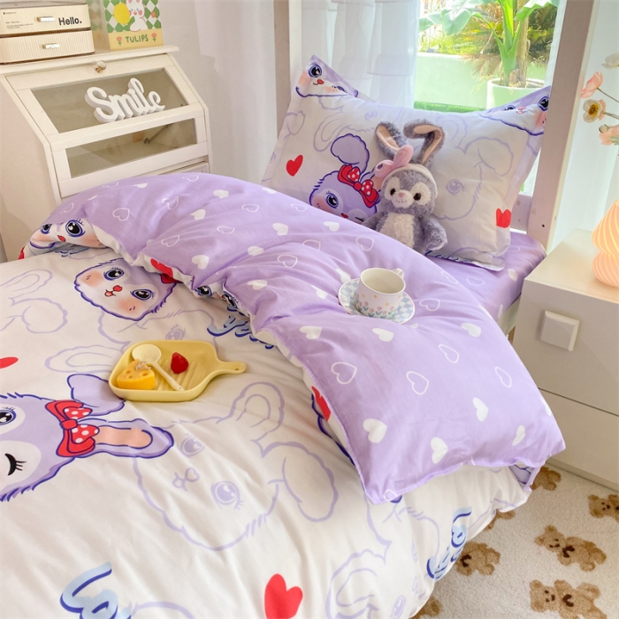 91家纺网 家纺一手货源 找家纺 多品 2023新款12868全棉宿舍三件套-第二批 仙仙兔