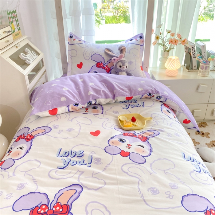 91家纺网 家纺一手货源 找家纺 多品 2023新款12868全棉宿舍三件套-第二批 仙仙兔