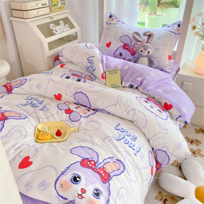 91家纺网 家纺一手货源 找家纺 多品 2023新款12868全棉宿舍三件套-第二批 仙仙兔