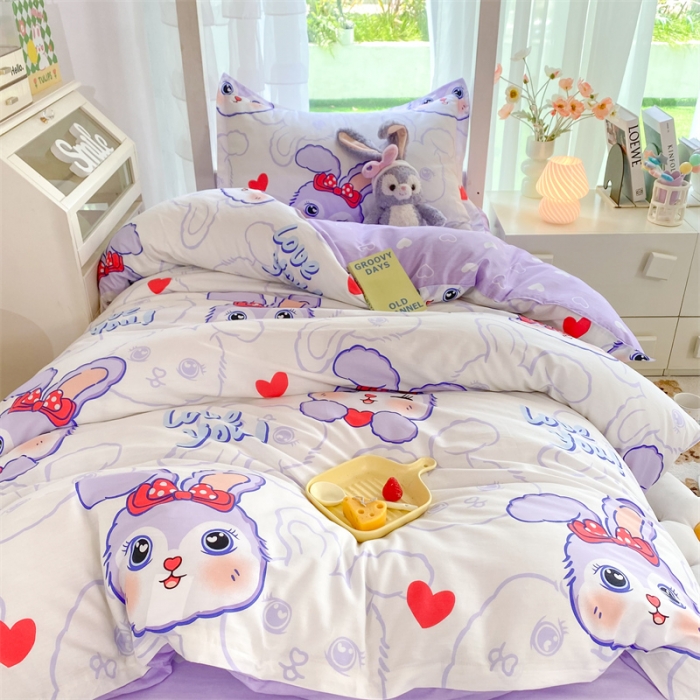 91家纺网 家纺一手货源 找家纺 多品 2023新款12868全棉宿舍三件套-第二批 仙仙兔