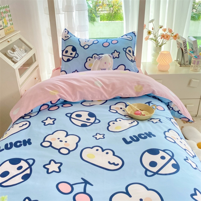 91家纺网 家纺一手货源 找家纺 多品 2023新款12868全棉宿舍三件套-第二批 星球家园