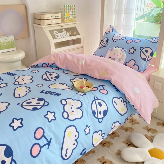 91家纺网 家纺一手货源 找家纺 多品 2023新款12868全棉宿舍三件套-第二批 星球家园