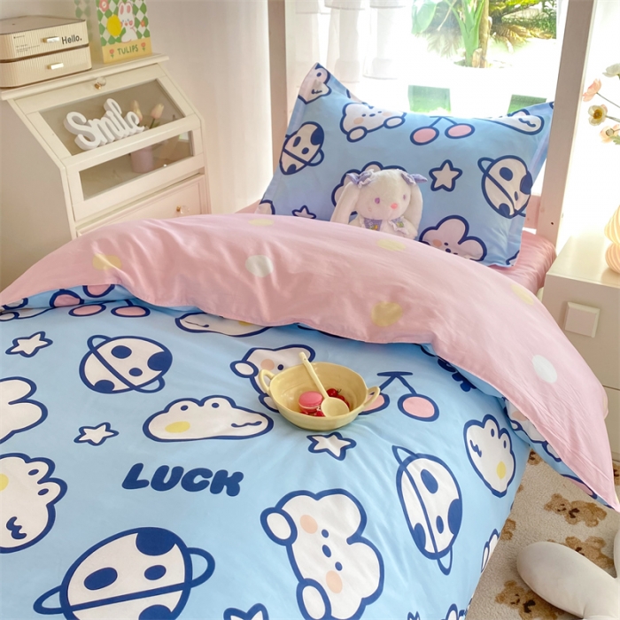 91家纺网 家纺一手货源 找家纺 多品 2023新款12868全棉宿舍三件套-第二批 星球家园