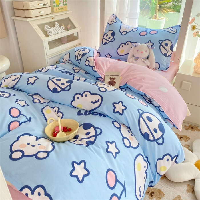 91家纺网 家纺一手货源 找家纺 多品 2023新款12868全棉宿舍三件套-第二批 星球家园