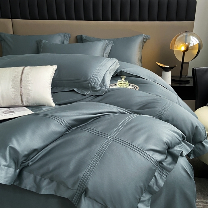 91家纺网 家纺一手货源 找家纺 芊寻 2024新款 长绒棉四件套 米兰之约-景泰蓝