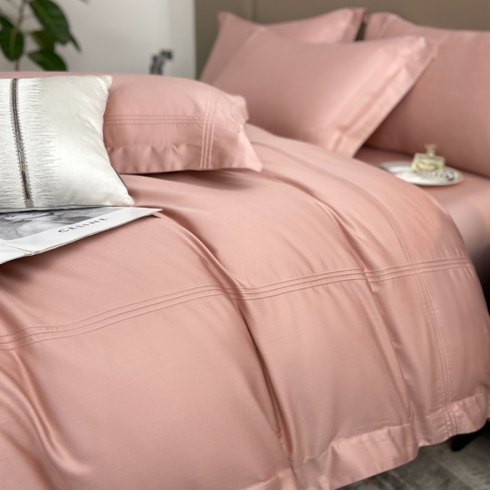 91家纺网 家纺一手货源 找家纺 芊寻 2024新款 长绒棉四件套 米兰之约-玫瑰木粉