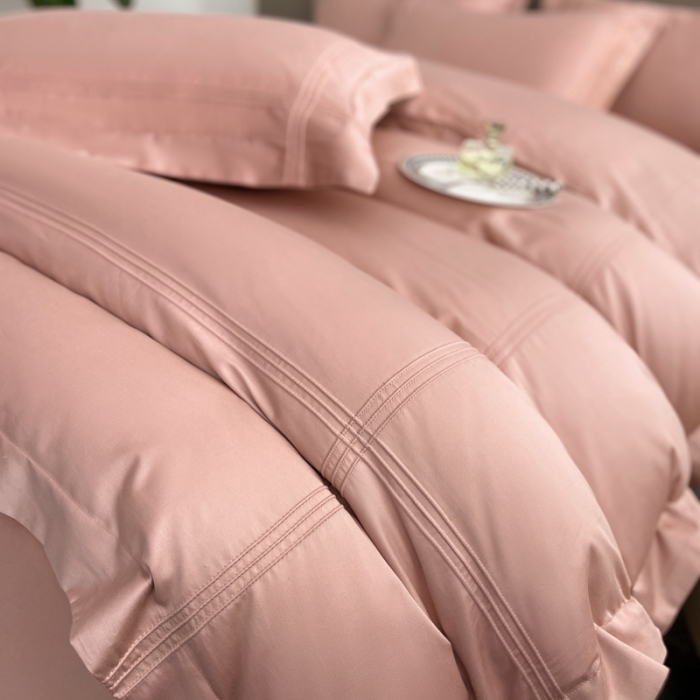 91家纺网 家纺一手货源 找家纺 芊寻 2024新款 长绒棉四件套 米兰之约-玫瑰木粉