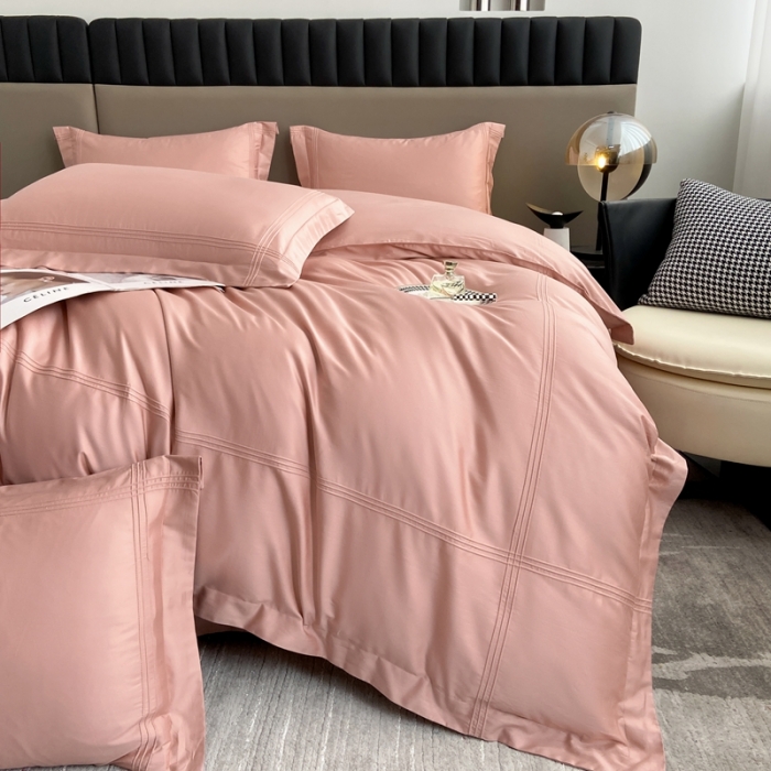 91家纺网 家纺一手货源 找家纺 芊寻 2024新款 长绒棉四件套 米兰之约-玫瑰木粉