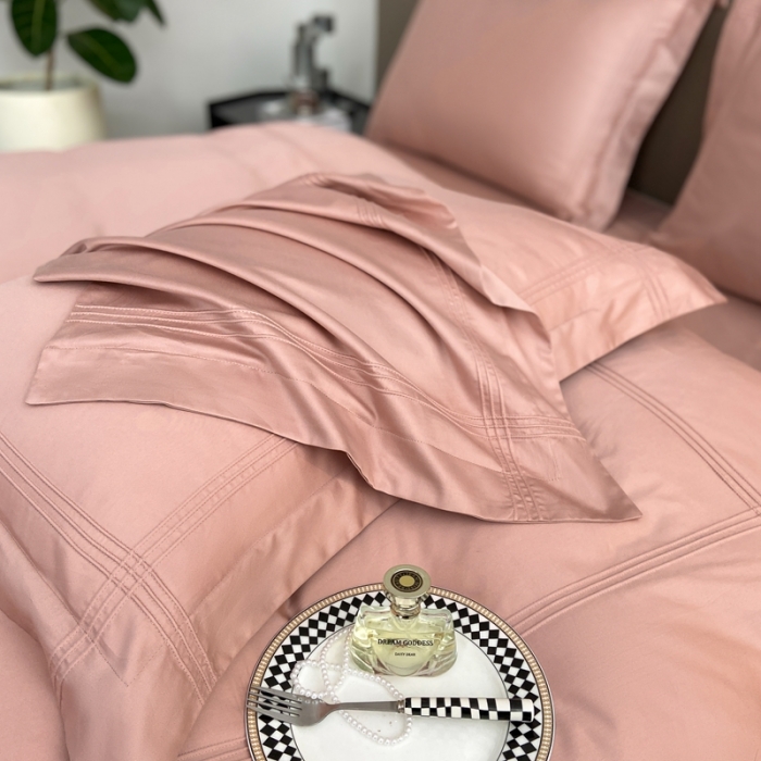 91家纺网 家纺一手货源 找家纺 芊寻 2024新款 长绒棉四件套 米兰之约-玫瑰木粉