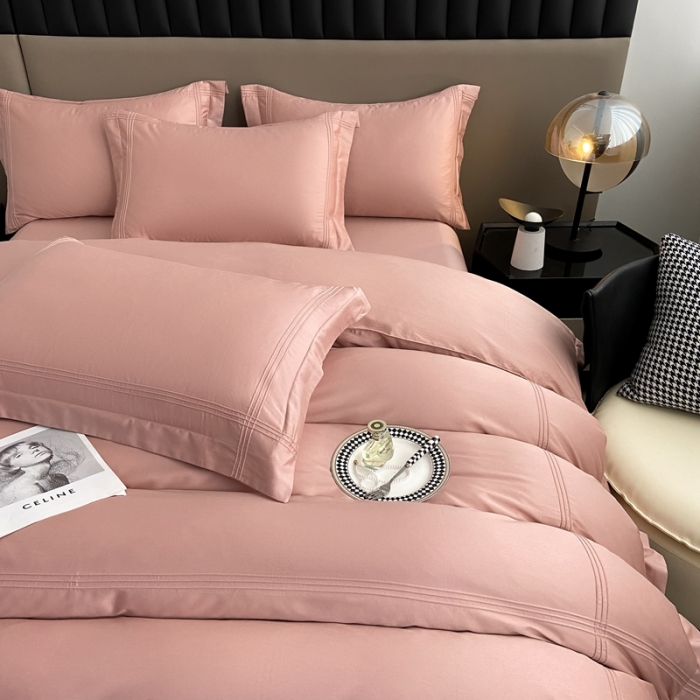 91家纺网 家纺一手货源 找家纺 芊寻 2024新款 长绒棉四件套 米兰之约-玫瑰木粉