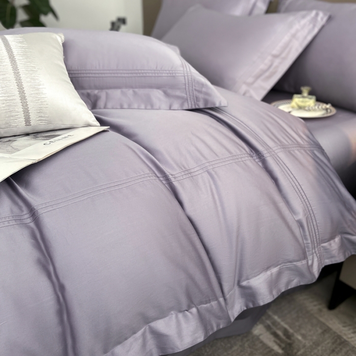 91家纺网 家纺一手货源 找家纺 芊寻 2024新款 长绒棉四件套 米兰之约-水墨灰