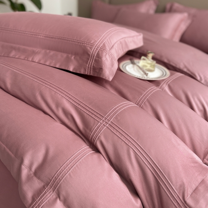 91家纺网 家纺一手货源 找家纺 芊寻 2024新款 长绒棉四件套 米兰之约-苏沐粉