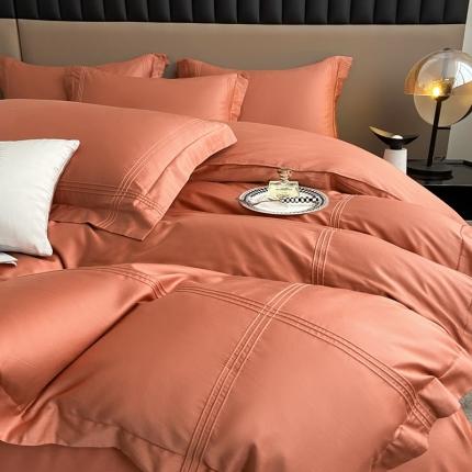 芊寻 2024新款 长绒棉四件套 米兰之约-微柚橘