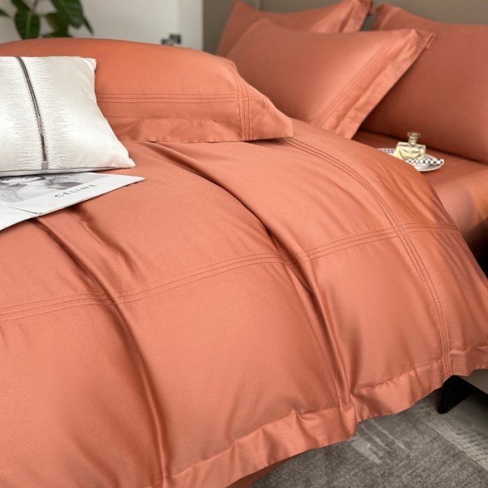 91家纺网 家纺一手货源 找家纺 芊寻 2024新款 长绒棉四件套 米兰之约-微柚橘