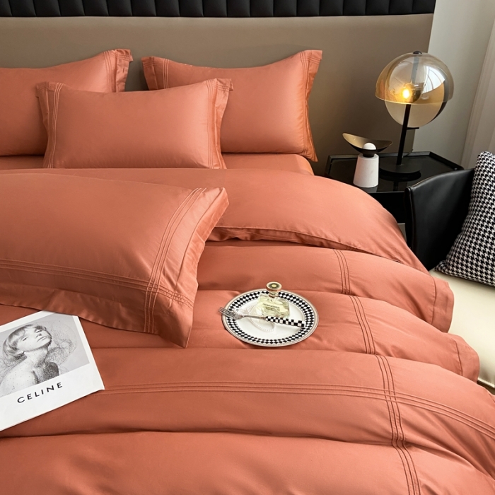 91家纺网 家纺一手货源 找家纺 芊寻 2024新款 长绒棉四件套 米兰之约-微柚橘