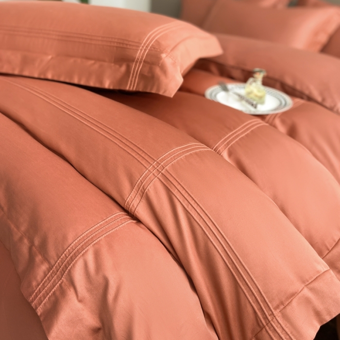 91家纺网 家纺一手货源 找家纺 芊寻 2024新款 长绒棉四件套 米兰之约-微柚橘