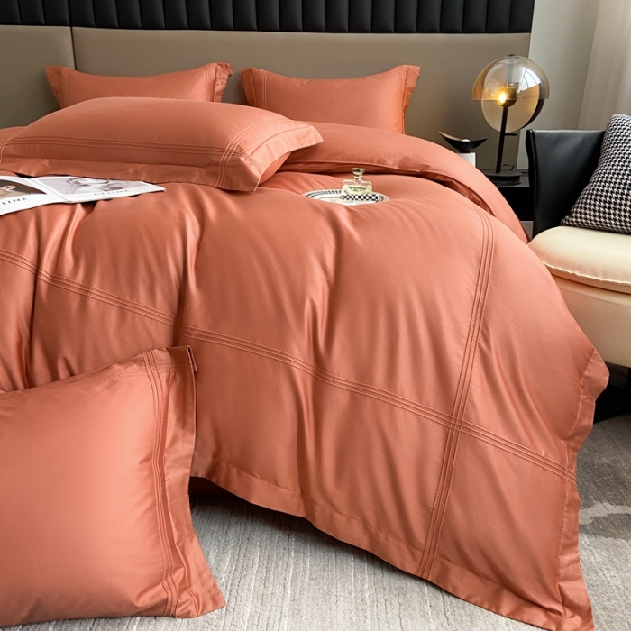 91家纺网 家纺一手货源 找家纺 芊寻 2024新款 长绒棉四件套 米兰之约-微柚橘