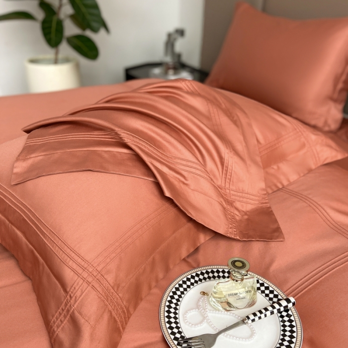 91家纺网 家纺一手货源 找家纺 芊寻 2024新款 长绒棉四件套 米兰之约-微柚橘