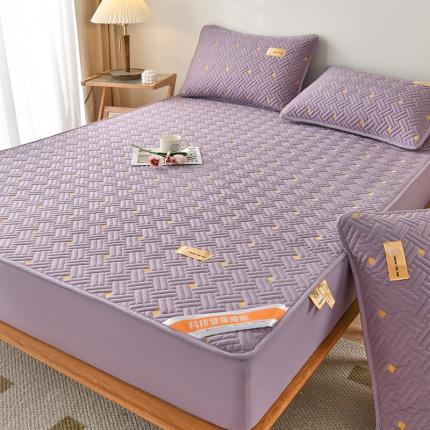 91家纺网 家纺一手货源 找家纺 鑫钰 2023新款防水隔尿全棉纯棉大豆夹棉刺绣床笠直播爆款 星云紫