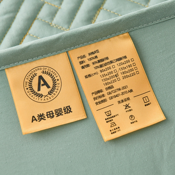 91家纺网 家纺一手货源 找家纺 鑫钰 2023新款防水隔尿全棉纯棉大豆夹棉刺绣床笠直播爆款 薄荷绿