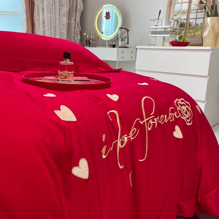 91家纺网 家纺一手货源 找家纺 新款亲肤舒适时尚婚庆四件套系列 喜爱