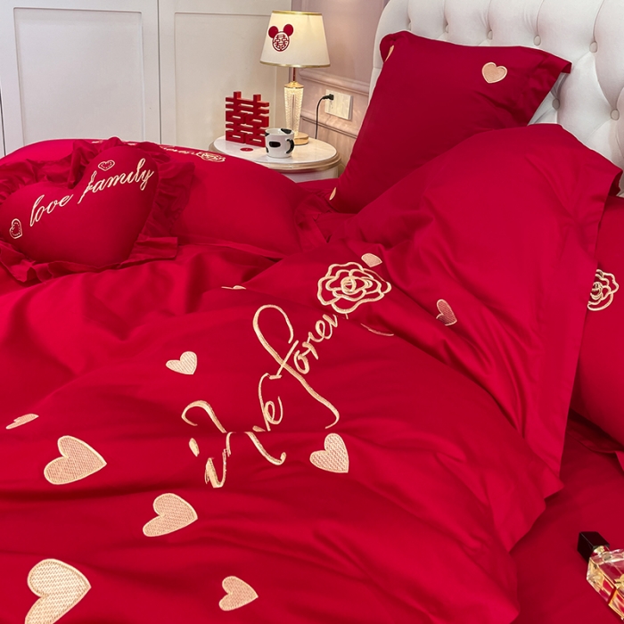 91家纺网 家纺一手货源 找家纺 新款亲肤舒适时尚婚庆四件套系列 喜爱