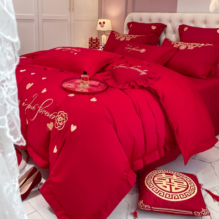 91家纺网 家纺一手货源 找家纺 新款亲肤舒适时尚婚庆四件套系列 喜爱