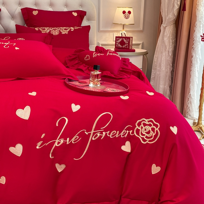 91家纺网 家纺一手货源 找家纺 新款亲肤舒适时尚婚庆四件套系列 喜爱