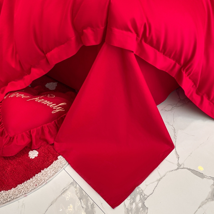 91家纺网 家纺一手货源 找家纺 新款亲肤舒适时尚婚庆四件套系列 心相印