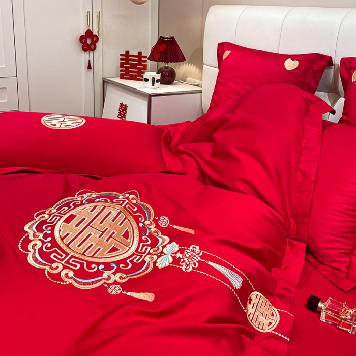 91家纺网 家纺一手货源 找家纺 新款亲肤舒适时尚婚庆四件套系列 富贵吉祥