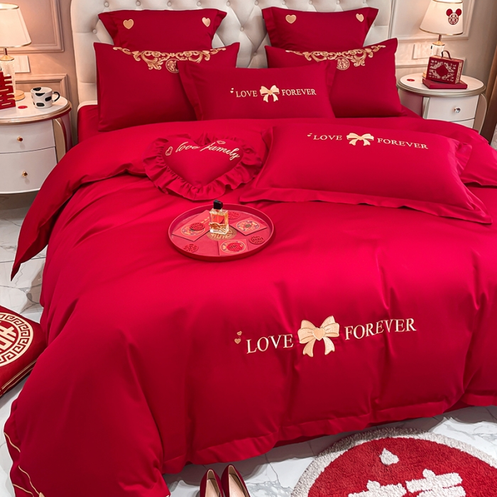 91家纺网 家纺一手货源 找家纺 新款亲肤舒适时尚婚庆四件套系列 蝴蝶结