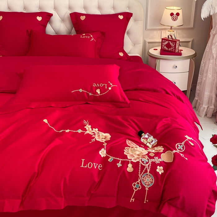 91家纺网 家纺一手货源 找家纺 新款亲肤舒适时尚婚庆四件套系列 浪漫相随