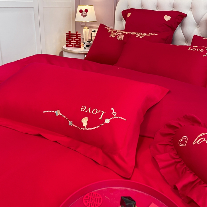 91家纺网 家纺一手货源 找家纺 新款亲肤舒适时尚婚庆四件套系列 浪漫相随