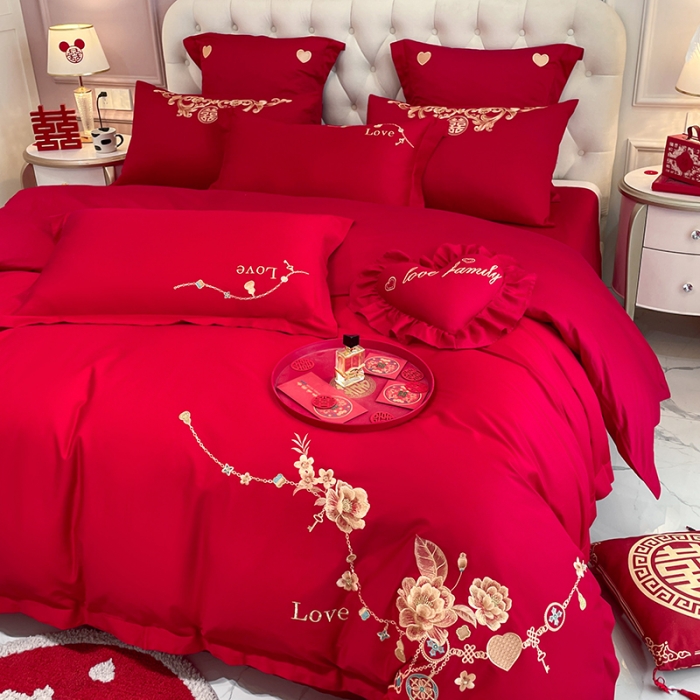 91家纺网 家纺一手货源 找家纺 新款亲肤舒适时尚婚庆四件套系列 浪漫相随