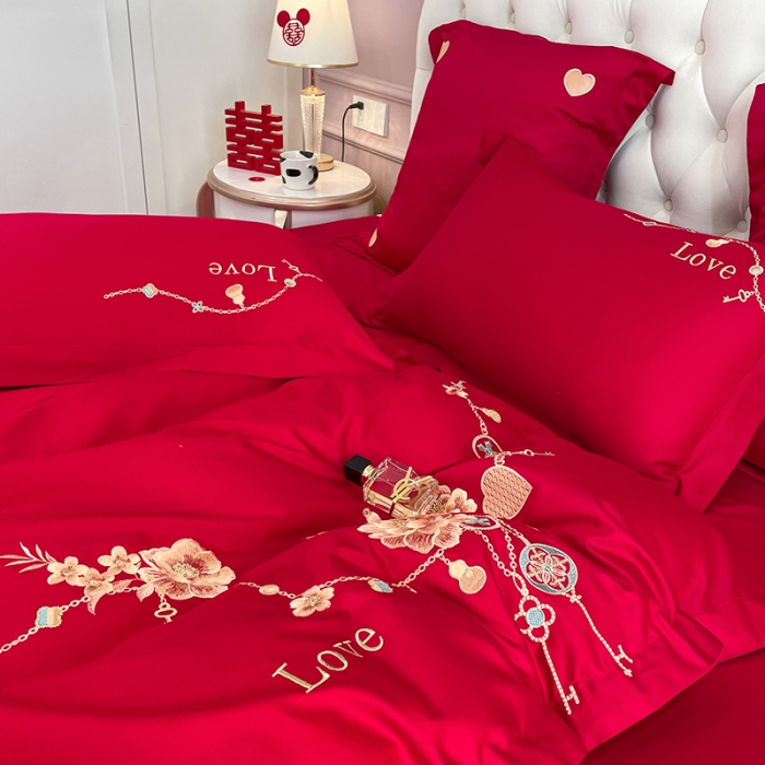 91家纺网 家纺一手货源 找家纺 新款亲肤舒适时尚婚庆四件套系列 浪漫相随