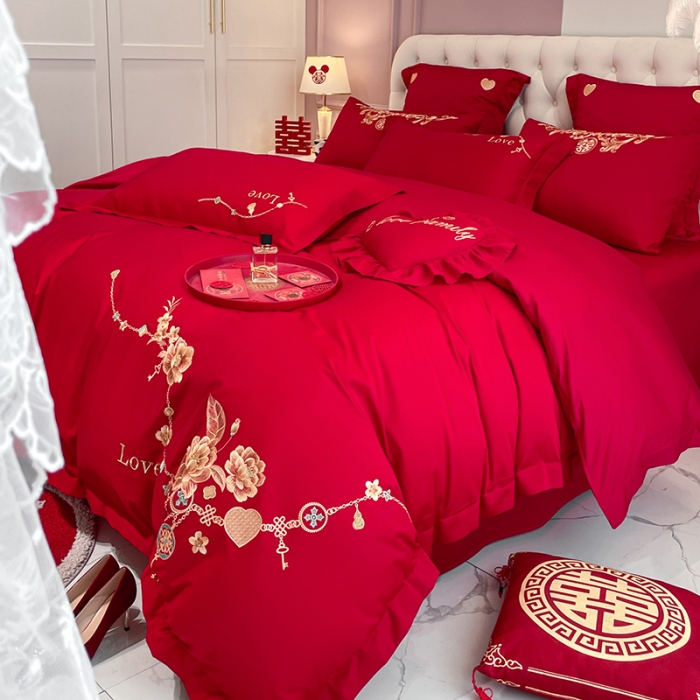 91家纺网 家纺一手货源 找家纺 新款亲肤舒适时尚婚庆四件套系列 浪漫相随