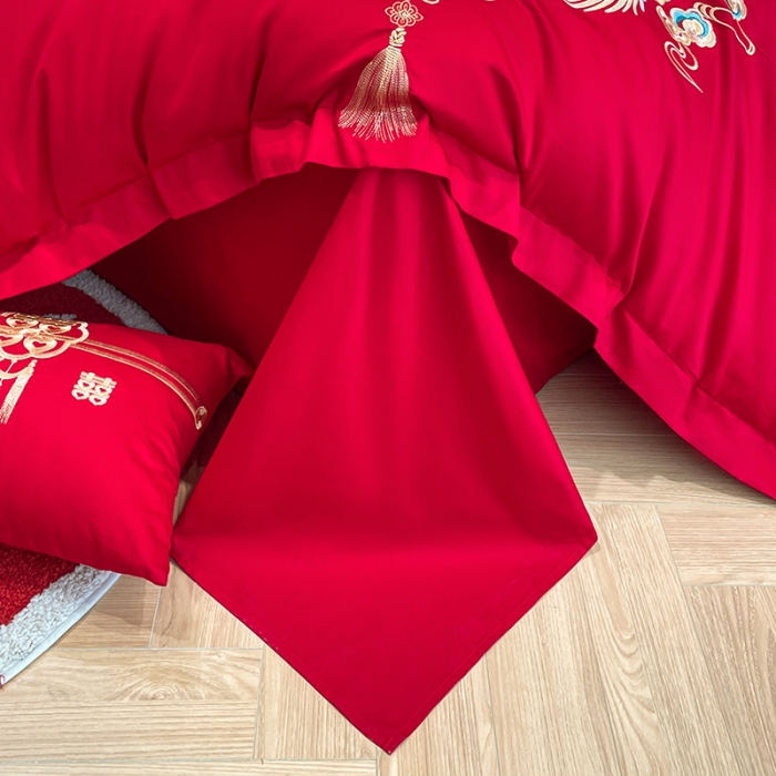 91家纺网 家纺一手货源 找家纺 新款亲肤舒适时尚婚庆四件套系列 龙凤和鸣