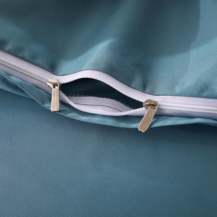 91家纺网 家纺一手货源 找家纺 青竹苑 2023新款100支全棉贡缎四件套纯色拼色包线压边工艺四件套 韵岚