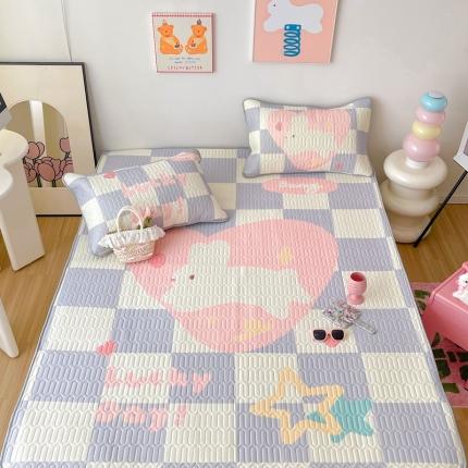 91家纺网 家纺一手货源 找家纺 顾里家纺 2023新款韩系ins清新凉感软席 蓝粉兔